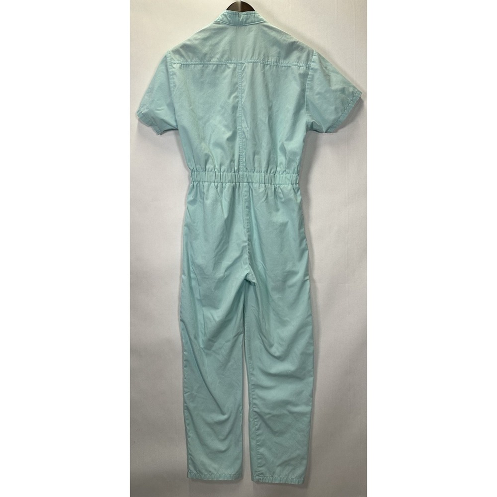Abraxas Jumpsuit Vintage Womens Size P Mint Cotton Blend Snap Front Retro Snaps - Picture 3 of 7